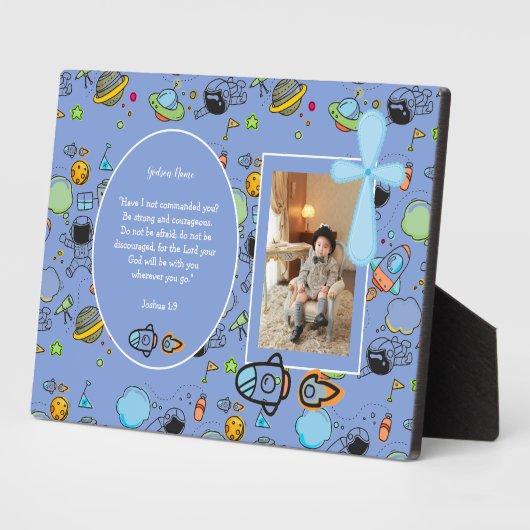 Blauw Ruimte thema BAUTIZO FOTO Bijbeltekst GIFT Fotoplaat (Zijkant)