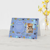 Blauw Ruimte thema BAUTIZO FOTO Bijbeltekst GIFT Kaart (Gele Bloem)