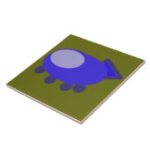 Blauw Ruimteschip op Groen Tegeltje (Zijkant)