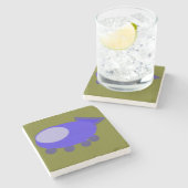 Blauw ruimteschip op groene achtergrond stenen onderzetter (Zijkant)