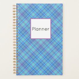 Blauw ruitpatroon modern landelijk planner