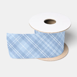 Blauw ruitpatroon satijnen lint