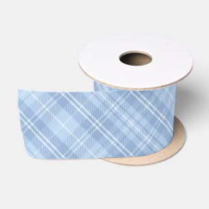 Blauw ruitpatroon satijnen lint