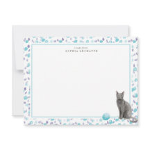 Blauw Russisch Kat Gepersonaliseerd Briefpapier
