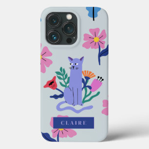 Blauw Russisch Kat & Matisse Bloemen Case-Mate iPhone Case