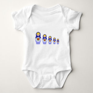 Blauw russisch matryoshka nesting poppen baby shir romper