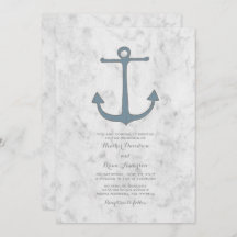 Blauw rustiek Anker Bruiloft Uitnodigen