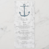Blauw Rustiek Anker Trouwmenu Menu (Voorkant)