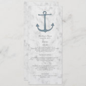 Blauw Rustiek Anker Trouwmenu Menu (Voorkant / Achterkant)
