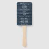 Blauw Rustiek Bloemen String Lights Trouwprogramma Handwaaier (Achterkant)