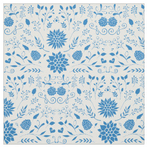Blauw rustiek bloemenpatroon stof