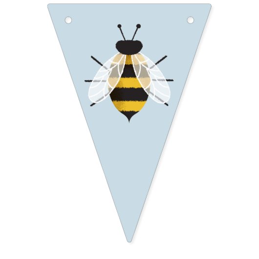 Blauw rustiek geïllustreerd bijenbunting banner te (Tweede vlag)