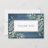 Blauw rustiek groen begrafenis viering van het lev bedankkaart (Voorkant)