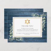 Blauw rustiek groen Joodse ster van David begrafen Bedankkaart (Voorkant / Achterkant)