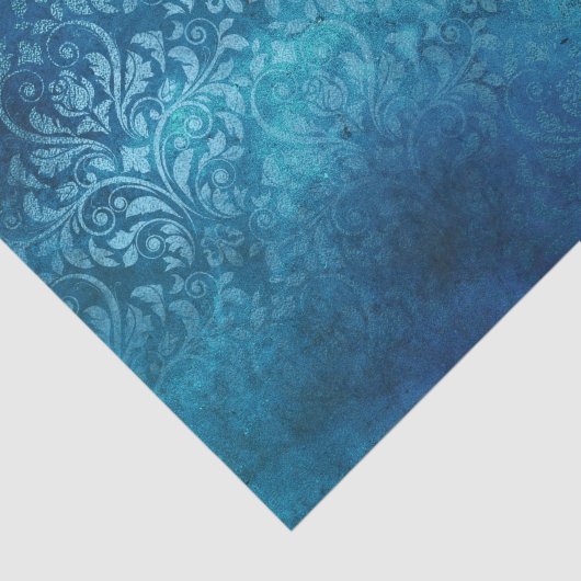 Blauw Rustiek  Grunge Damask, noodlijdend Tissuepapier (Detail)
