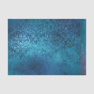 Blauw Rustiek  Grunge Damask, noodlijdend Tissuepapier