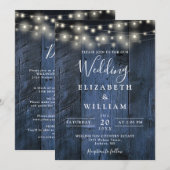 Blauw rustiek hout alles in een touwtje lichten br kaart (Voorkant / Achterkant)