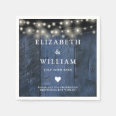 Blauw Rustiek Hout Boho Schuur String Lights Weddi Servet (Voorkant)