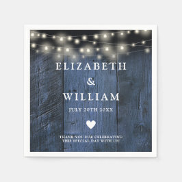 Blauw Rustiek Hout Boho Schuur String Lights Weddi Servet