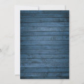 Blauw Rustiek Hout Groen Blad Doop Kaart (Achterkant)