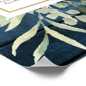 Blauw Rustiek Hout Groene Huwelijks Zitplaatskaart Poster (Hoek)