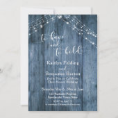 Blauw Rustiek Hout & Lichtjes Om Vast te Houden Kaart (Voorkant)