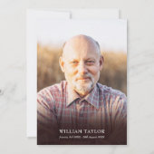 Blauw rustiek hout rouwdienst viering van het leve kaart (Achterkant)