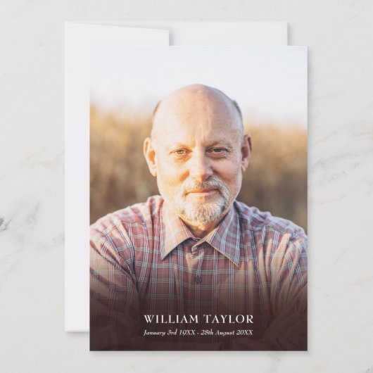 Blauw rustiek hout rouwdienst viering van het leve kaart (Achterkant)