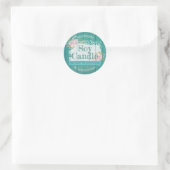 Blauw Rustiek Hout Roze Rozen Soja Kaars Labels (Tas)