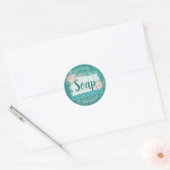 Blauw Rustiek Hout Roze Rozen Zeep Labels (Envelop)