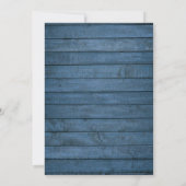 Blauw rustiek hout script eerste heilige communie kaart (Achterkant)