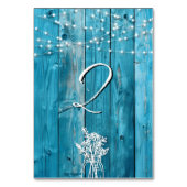 Blauw Rustiek Hout String Lichten Mason Jar Elegan Kaart (Achterkant)