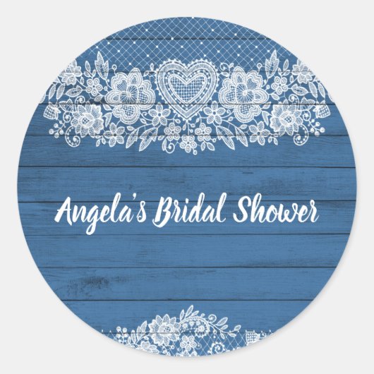 Blauw Rustiek Houten Kant Boerderij Schuur Chic Ronde Sticker (Voorkant)