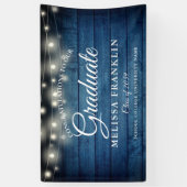 Blauw rustiek houten slingerlicht afstudeerbanner spandoek (Verticaal)