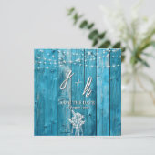 Blauw Rustiek Houten Slingerlichten Chic Save the (Staand voorkant)