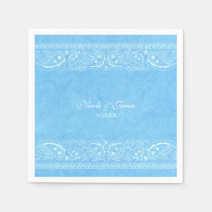 Blauw rustiek paisley country western bruiloft servet