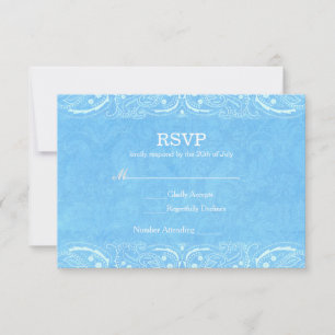 Blauw rustiek paisley country western trouw-RSVD RSVP Kaartje