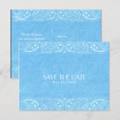 Blauw rustiek paisley landelijke westerse bewaar d aankondigingskaart (Voorkant / Achterkant)
