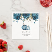 Blauw Rustiek Pompoen Herfst Verjaardagsfeest Servet (Insitu)