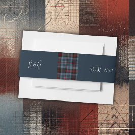 Blauw rustiek Schots Keltisch Tartan bruiloft Uitnodigingen Wikkel