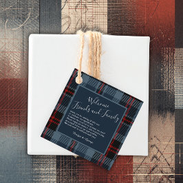 blauw rustiek schotse tartan bruiloft bedankjes labels
