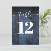 Blauw Rustiek Schuur Hout Boho Tafelnummer (Staand voorkant)