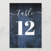 Blauw Rustiek Schuur Hout Boho Tafelnummer (Voorkant)