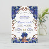 Blauw Rustiek Western Charro Cowboy Laarzen Quince Kaart (Staand voorkant)