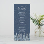 Blauw rustiek winter bos bruiloftsmenu menu (Staand voorkant)