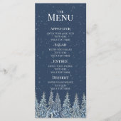 Blauw rustiek winter bos bruiloftsmenu menu (Voorkant)