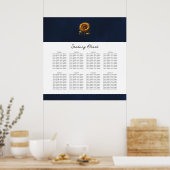 Blauw rustiek Zonnebloem Bruiloft Zittingkaart Poster (Keuken)