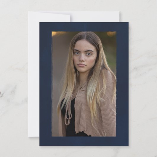 Blauw Rustiek Zonnebloem Graduation Party Kaart (Achterkant)