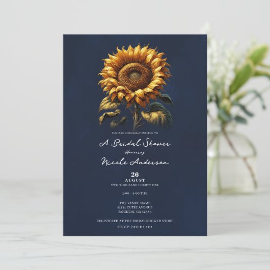 Blauw rustiek Zonnebloem Vrijgezellenfeest Kaart (Staand voorkant)