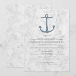Blauw Rustieke Anker Huwelijksinformatie Kaart
